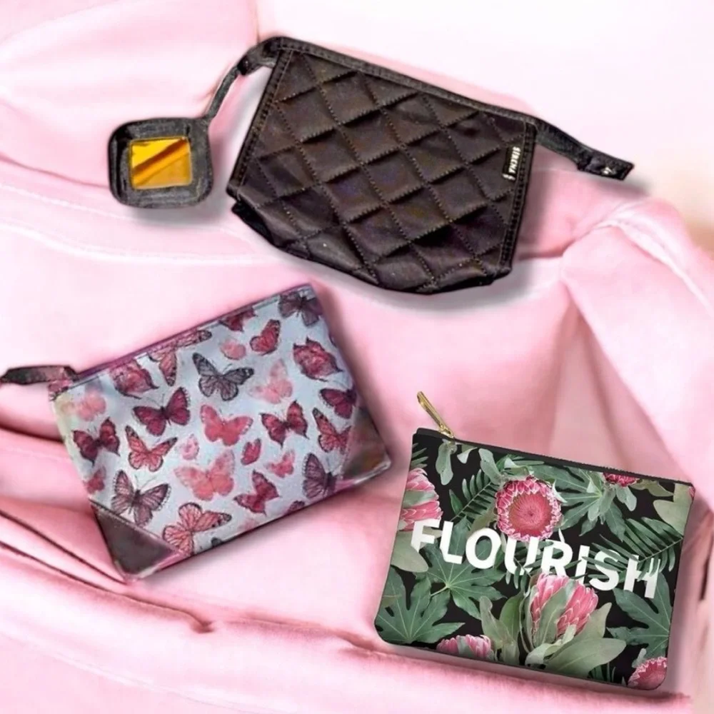 BUNDLE DEAL: 3-Piece Stylish Cosmetic Bag Set (NWOT/EUC)